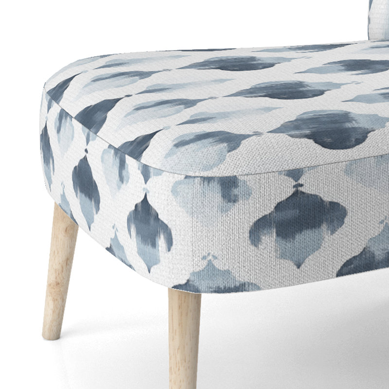 Chaise d'appoint moderne rembourrée gris et blanc Ikat, Chaise d'appoint sans accoudoirs