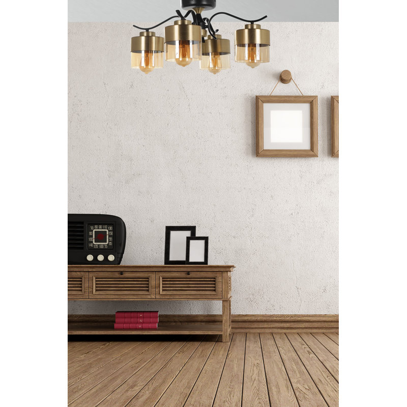 Plafonnier semi-encastré 21,65 po 4 lumières Hahn, Doré