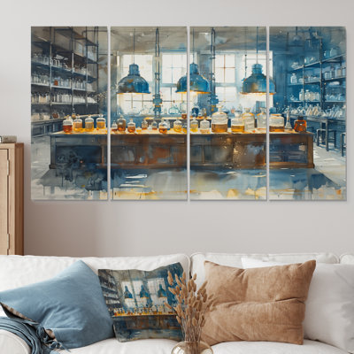 Ensemble d'art mural bleu jaune et synthétique