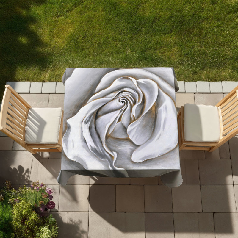 White Rose Delicate Tablecloth - Beige Floral Home Decor