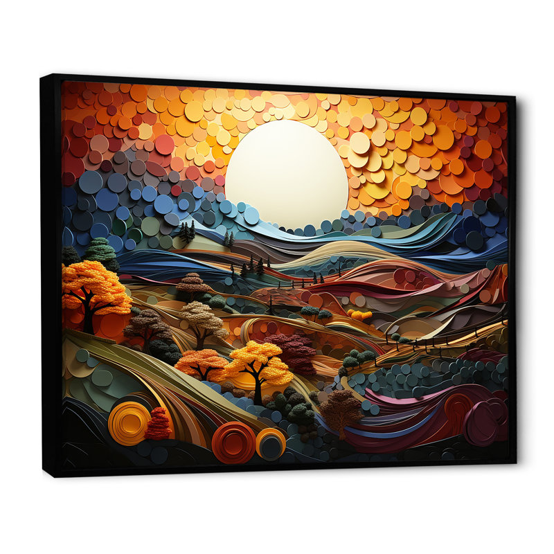 «Countryside Fusion Unveilé I» sur toile, Cadre flottant noir, H 12 po x l 20 po x P 1 po
