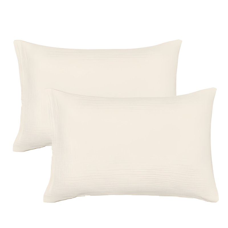 Ensemble de 2 taies d'oreiller en mousseline de coton 4 couches (ensemble de 2), H 20 po x l 30 po, Beige