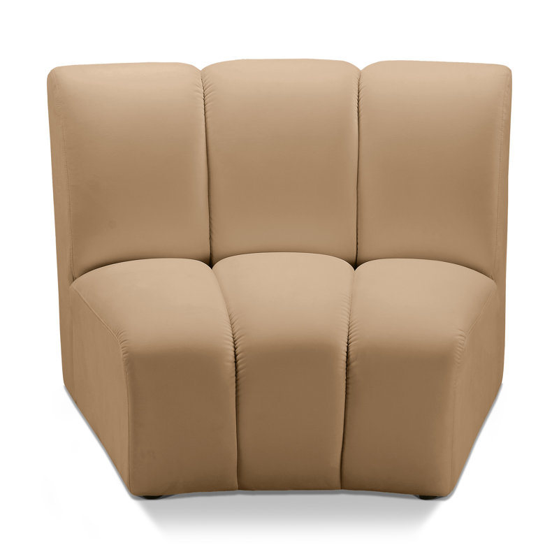 Chaise d'appoint modulaire Madeline, velours doux, Velours chameau