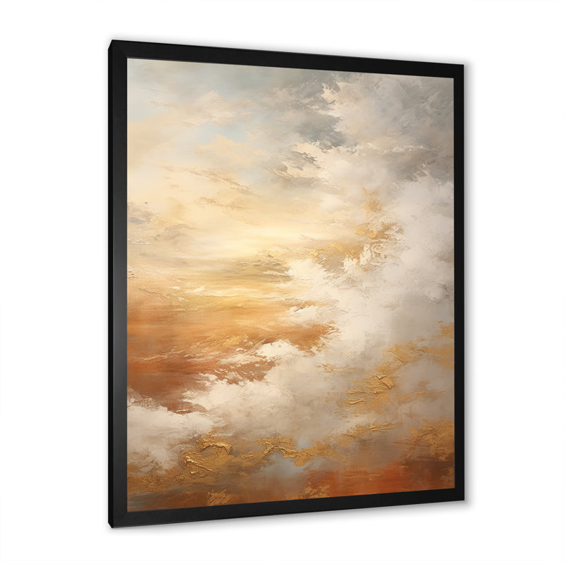 Nuage de minimalisme beige sur toile, Cadre photo noir, H 20 po x l 12 po x P 1 po