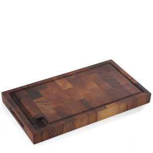 John Boos Medium Maple Wood Reversible Butcher Block Cutting Board, 18 x 12  x 1.25 Inches Thick, Edge Grain, and Integrated Hand Grip, Brown