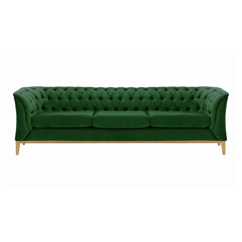 Burnham Velvet 3 Seater Sofa, Green