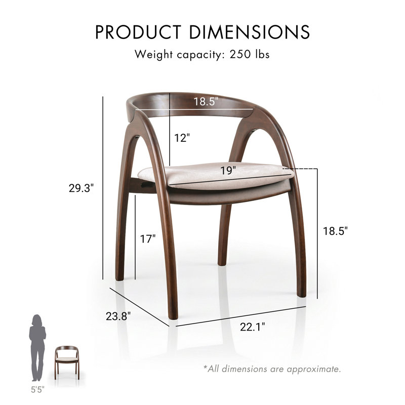 Rozella Solid Wood Curved Arm Chairs