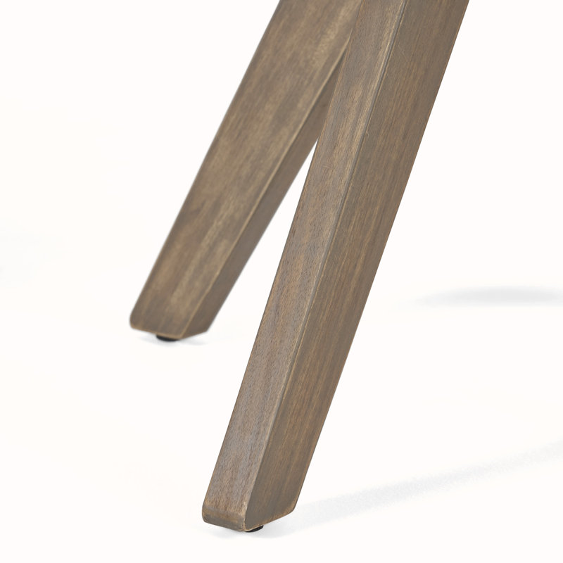 Gray Round Acacia Wood Bistro Table with X Legs