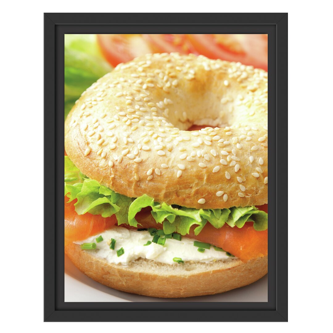 Gerahmtes Wandbild Frischer Lachs Bagel