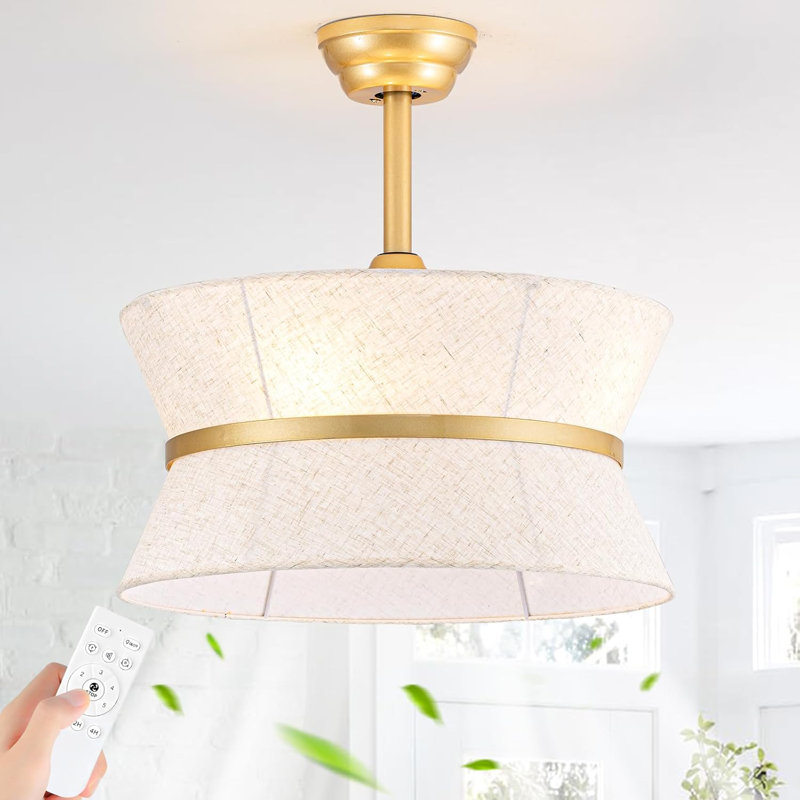 20" Boho Ceiling Fans With Lights And Remote,Flower Chandelier Fan With 6 Speeds,Gold Fandelier For Bedroom,Dining Room,Nursery(Timing,Adjustable Height,4-Light)