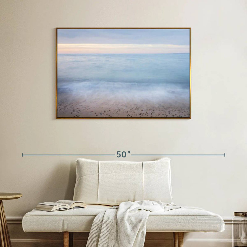 Plage du lac Supérieur II, Cadre flottant doré, 40 po x 27 po