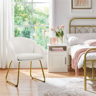 Fauteuil d'appoint moderne Fitchburg 30"H en velours avec dossier capitonné et pieds en métal