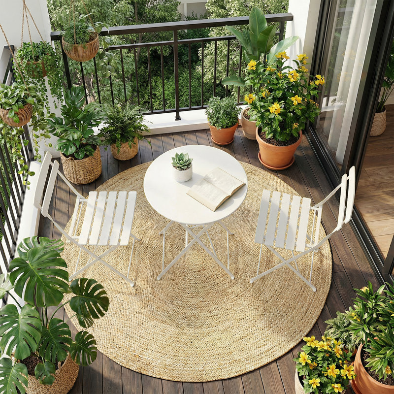 Round Outdoor Bistro Table - 52.8 cm W 49 cm D, White