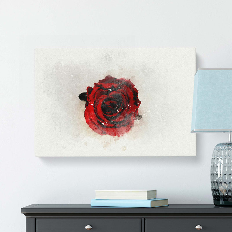 Red Rose In Bloom In Abstract - Wrapped Canvas, 40cm H x 60cm W x 3cm D