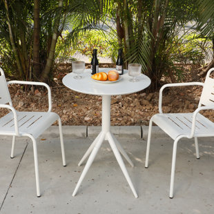 Table de salle à manger pliable ronde avec 4 pieds, parfaite pour 2 à 4 personnes, bureau circulaire en métal de 23,6 po, imperméable et résistant à la rouille, table industrielle moderne pour économiser de l'espace