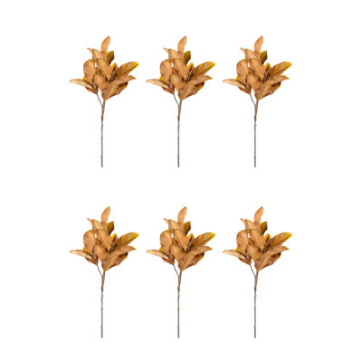  Tige de magnolia jaune Real Touch, branches de verdure artificielles avec feuilles veinées réalistes et fleurs en fleurs, décoration intérieure, centres de table, mariages, 12 po de largeur et 41 po de longueur, paquet de 6