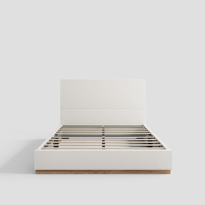 Haden Upholstered Platform Bed Frame, Beige, Full / Double