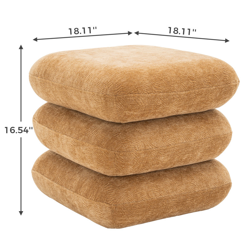 Modern Upholstered Square Swivel-Top Ottoman, Brown