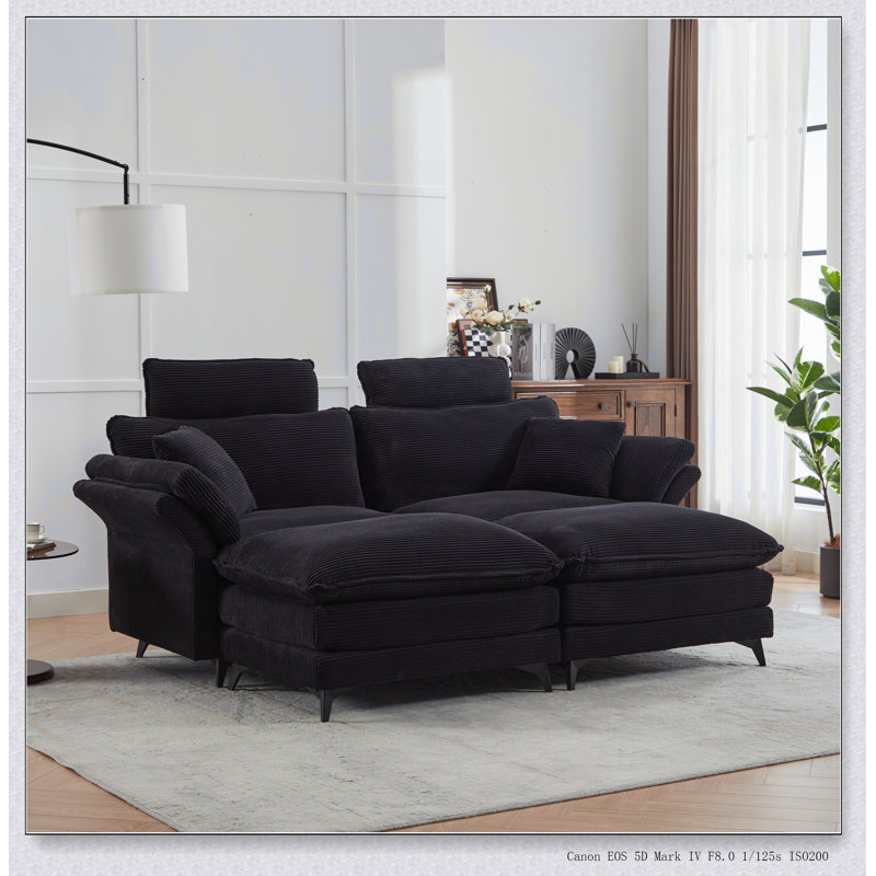 Canapé modulaire à assise profonde 85,8 po, Noir
