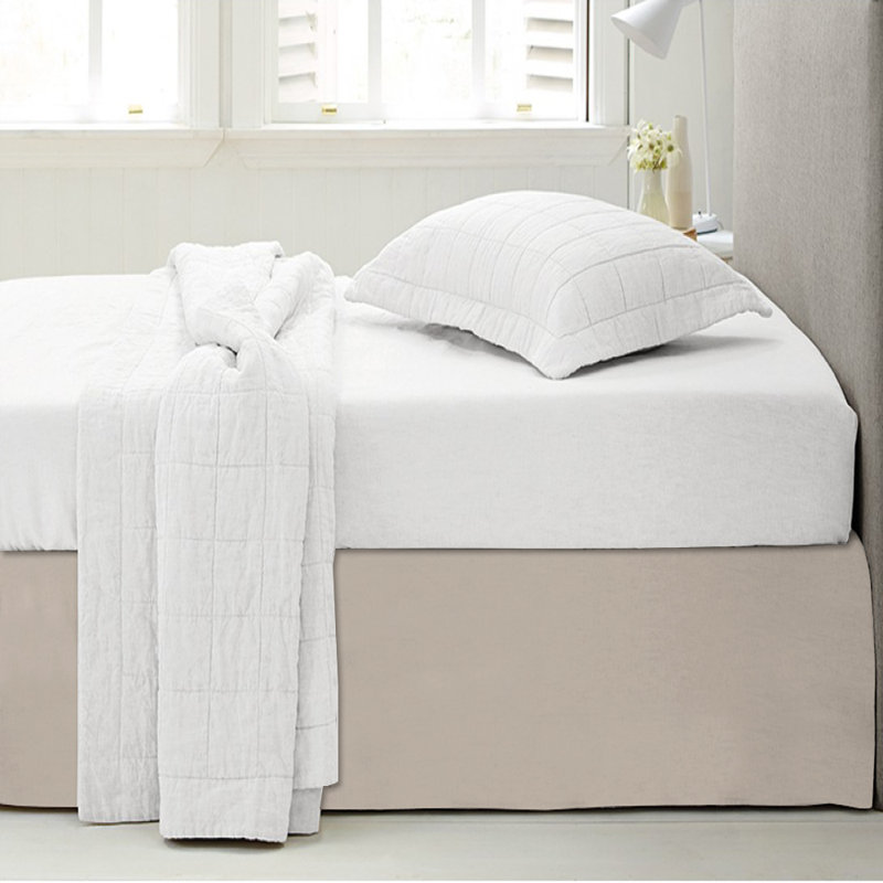 Pleated Bed Skirt, Beige, King
