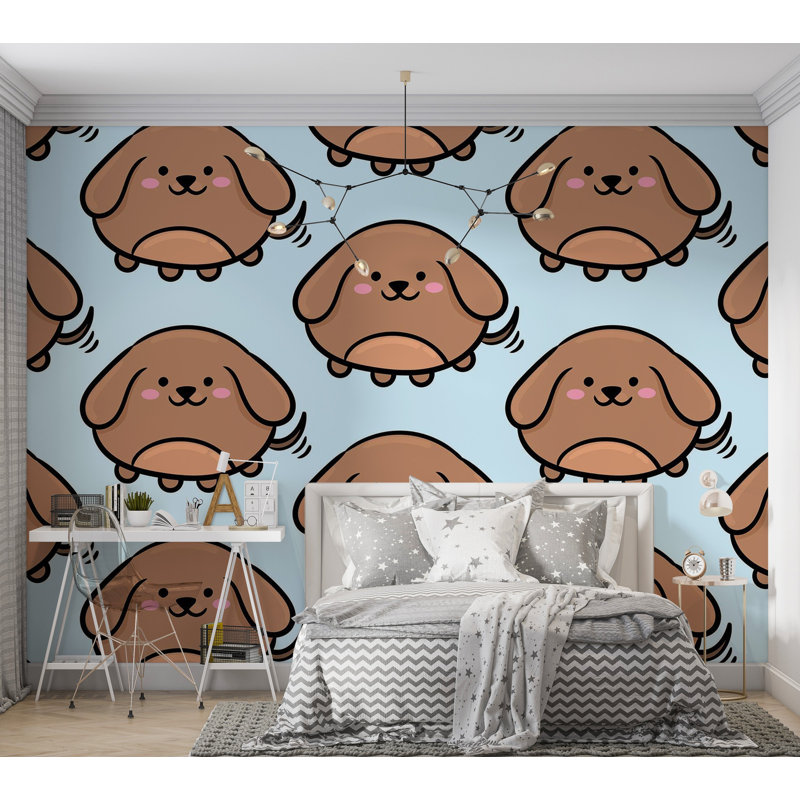 Murale pelez et collez de qualité supérieure - Motif de chiot mignon, L 108 po x l 150 po