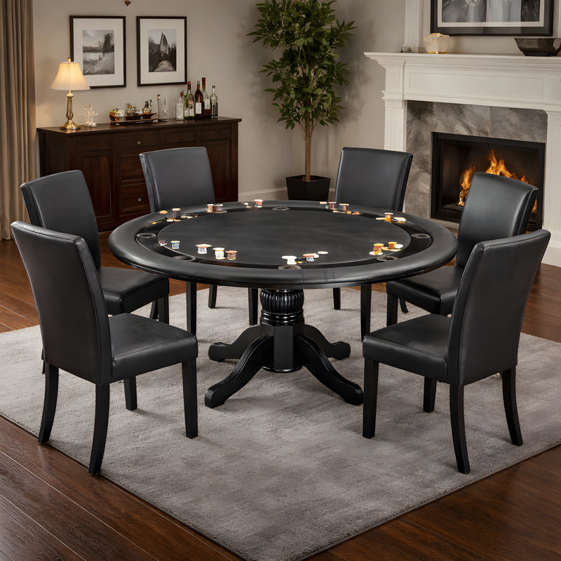 60 Inch Poker and Dining Table By RAM Game Room, Black