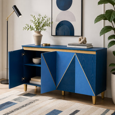 Buffet rétro 60 pouces avec portes dimensionnelles deux tons