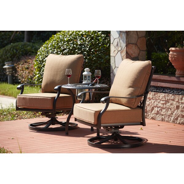 Linkwood Rocking Swivel Patio Chair with Cushions (Set of 2) Beachcrest Home Frame Color: Dark Brown