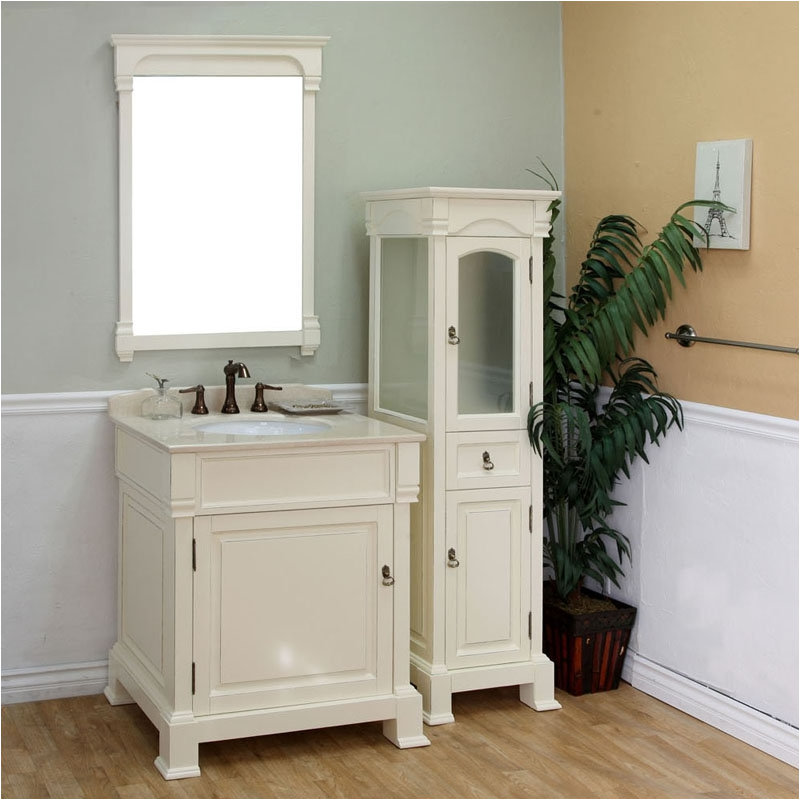 Louviere 30'' Single Bathroom Vanity with Marble Top, Cream White