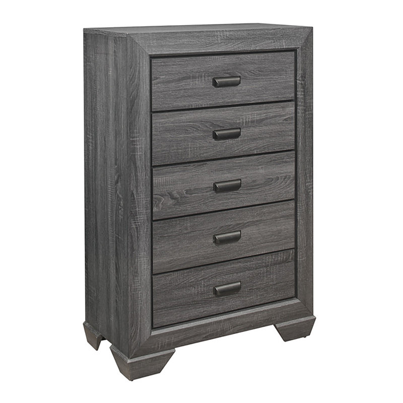 Commode 5 tiroirs Hareld, Gris