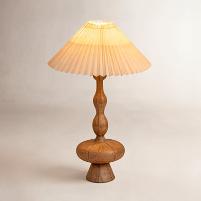 Resin Table Lamp with Pleated Shade