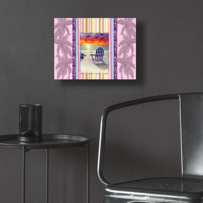 «Sunset Chair Palm» par James Mazzotta, art mural en verre acrylique