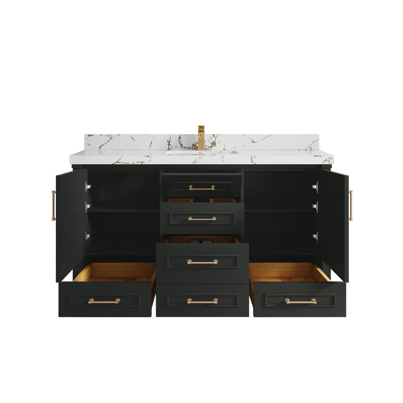 Ensemble de meuble-lavabo simple 60 po Aberdeen, Brun Viola