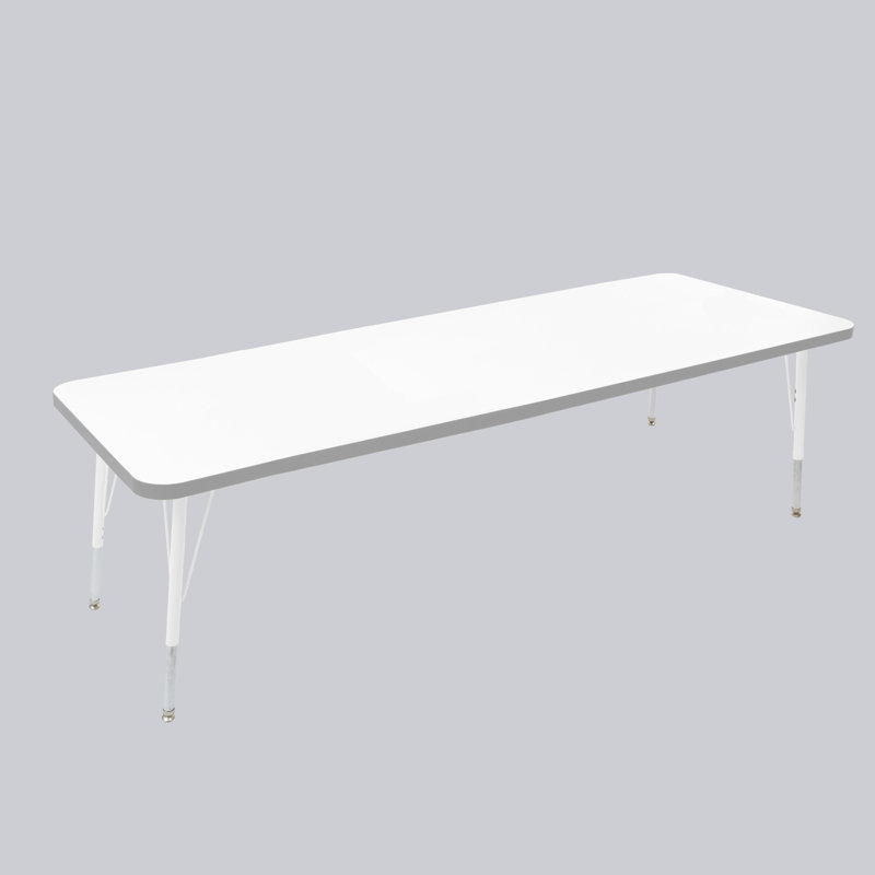 Table rectangulaire d'activités thermofusionnées avec pieds réglables et pivotants standard, H 30 po x l 30 po x P 72 po