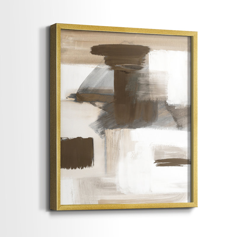 Navigating Neutrals Framed Print - Solid Wood, 21" H x 17" W, Gold