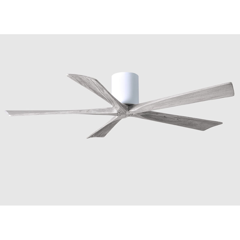 Ventilateur à pales encastré 5 pales Irene, Blanc brillant, Ton bois de grange, Finition du boîtier du ventilateur