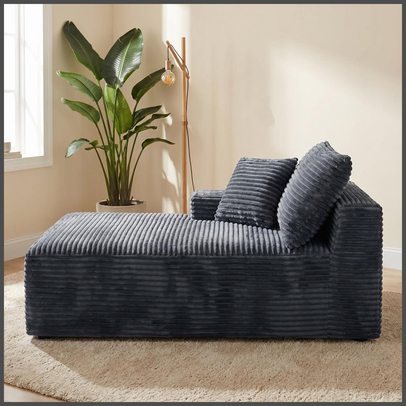 Canapé modulaire gris en velours côtelé, fauteuil d'appoint sans accoudoirs pour salon, Orienté vers la gauche, Gris