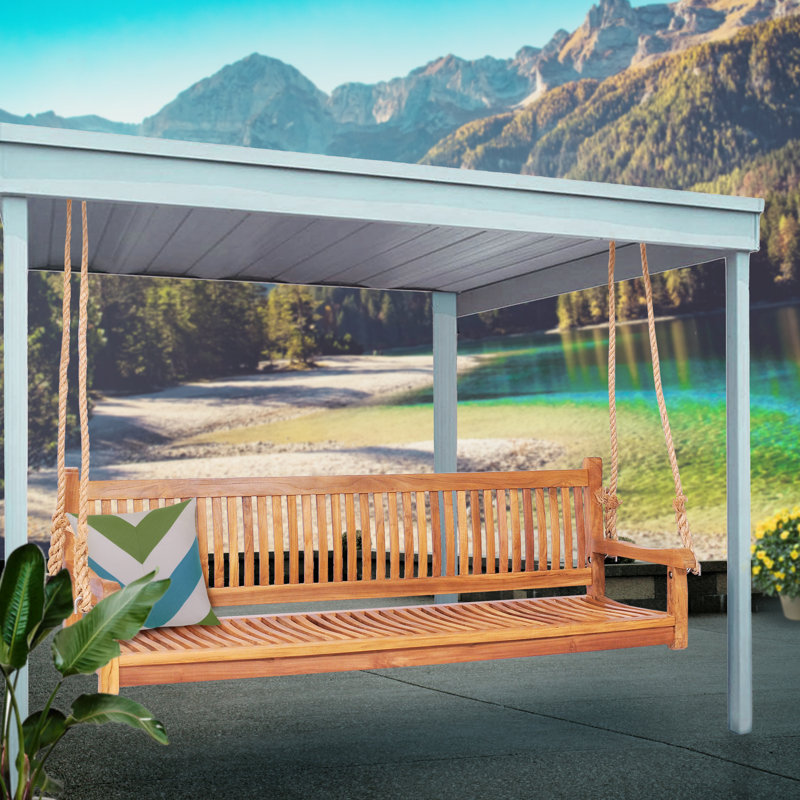 Balancelle en bois de teck pour 3 personnes Brennan, H 22 po x l 71 po x P 22 po