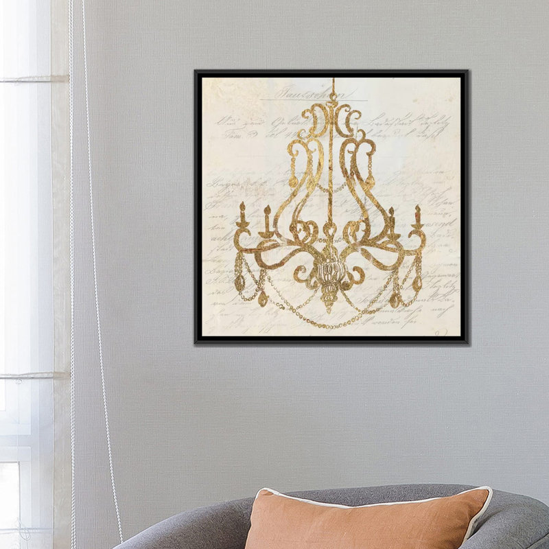 « golden lustre i », impression sur toile, H 18 po x l 18 po x P 1,5 po, Toile avec cadre noir, Pas de tapis