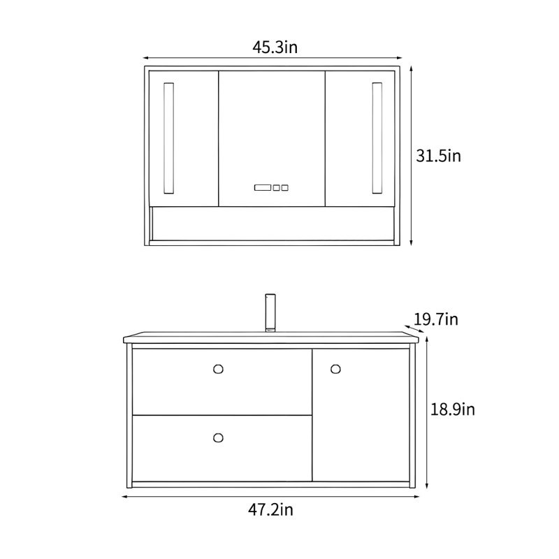 Modern simple bathroom cabinet, White