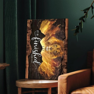 1 PC murales affiches encadrées, art mural chrétien, il est fini John 1930, impression sur toile, Lion de Juda, décoration intérieure, verset biblique, décoration murale, cadeau chrétien inspirant pour le salon, la chambre, les décorations d'églis