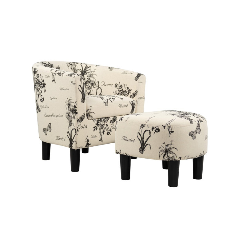 Fauteuil d'appoint avec dossier rond et tissu blanc