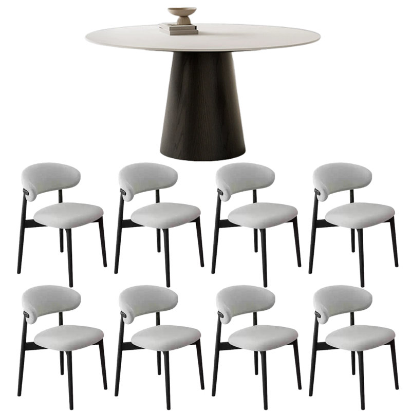 Table et chaise de salle à manger légère et luxueuse, 9, 29.5" H x 51.1" L x 51.1" W