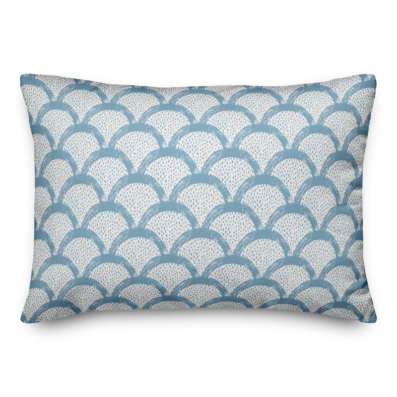 Scallop Outdoor Throw Pillow, Blue
