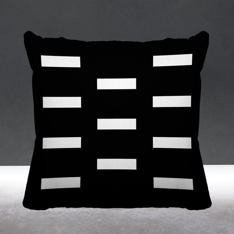 Luella Geometric Outdoor Reversible Throw Pillow, 15H" x 15W", Black