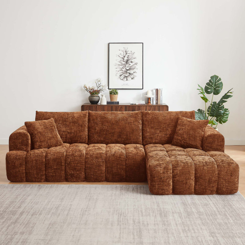 Chenille L-Shape Luxury Sectional Oversized Sofa,Mnimalist Design,Comfy Sleeper Couch for Living Room,Apartment&Reception Spaces,No Assembly Required