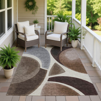 Machine Washable Indoor/Outdoor Chantille ACN2537 Abstract Rug