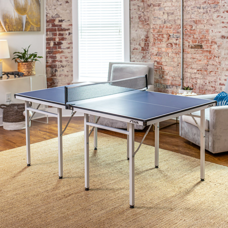 Compact Blue Folding Table Tennis Table with Net Included