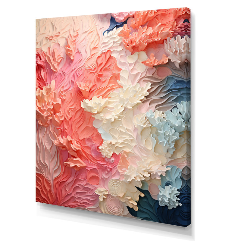 «Pink and White Coastal Coral Collage - Coastal Coral Under Water, reproduction d'art sur toile, H 20 po x l 12 po x P 1 po