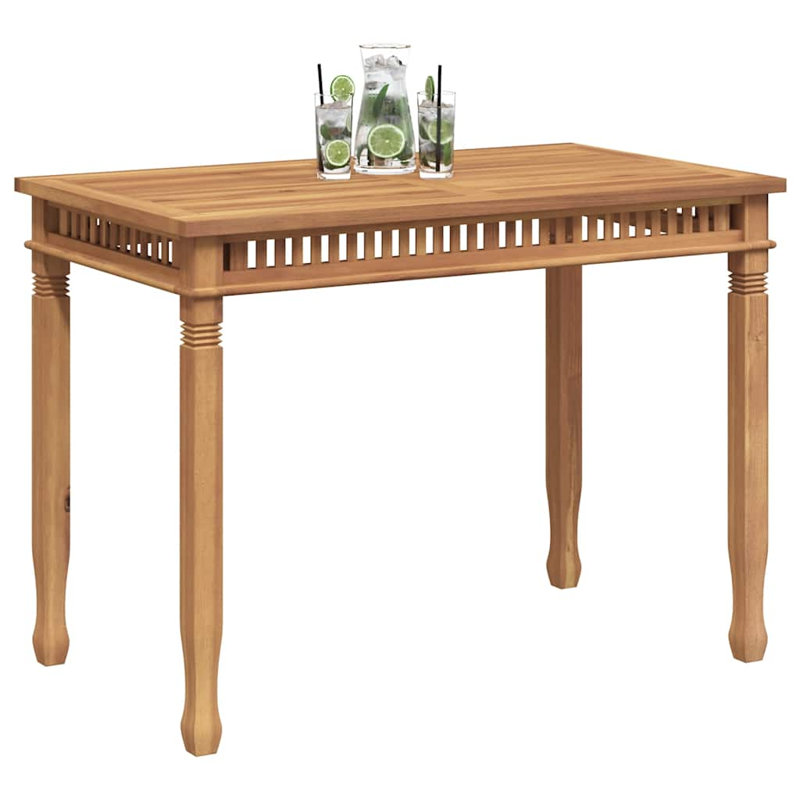 vidaXL Patio Dining Table for 6, Solid Teak Wood, Weather-Resistant Outdoor table Rustic Style, Indoor and Outdoor Use, Elegant Vertical Slats Design, 43.3"x25.6"x31.5", Brown